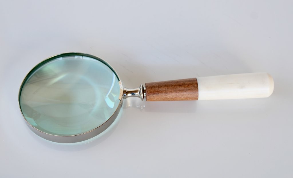 Silver Magnifying Glass Wood & Marble Handle